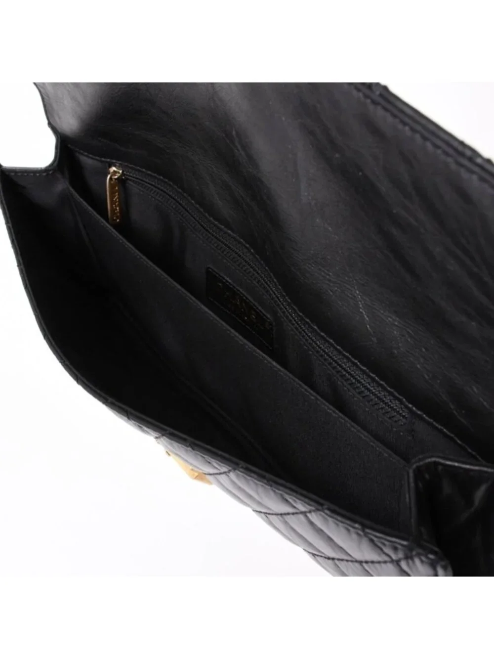Chanel Metiers D'art Collection Clutch CC Logo Aged Calfskin Black